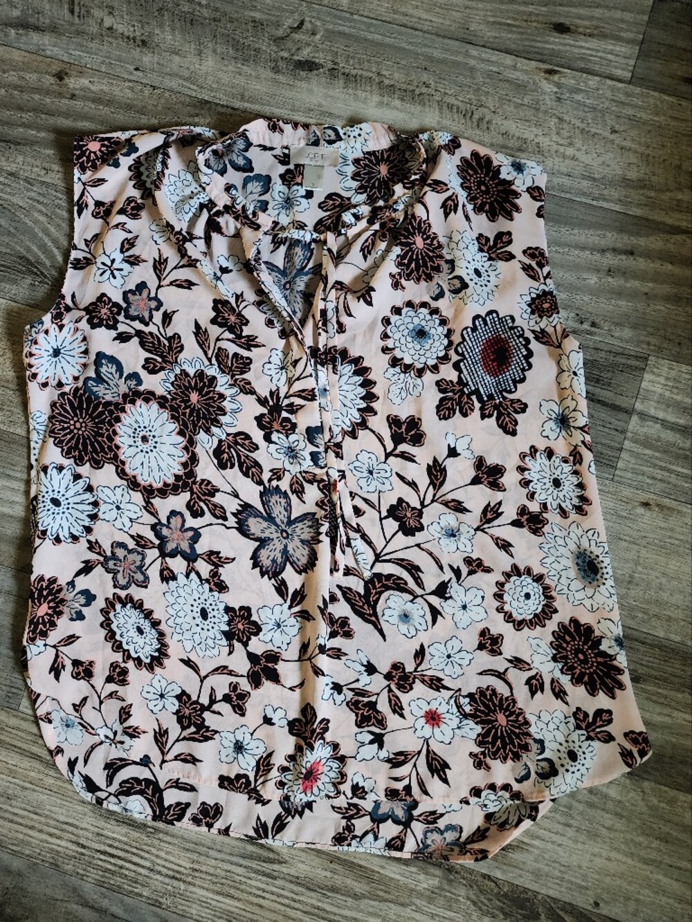 LOFT Pink Floral Sheet with Black and White Botanical Print